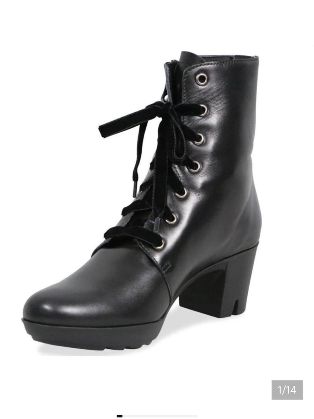 Munro Women's Brittie Feminine Combat Boots in Black Leather Extra Light Sz 7.5